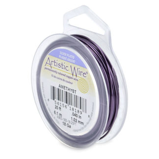 Artistic Wire 18 Gauge Silver Plated Amethyst, 20 ft AWS-18S-18-20FT