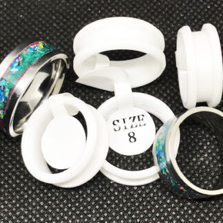 White Ceramic Inlay Rings